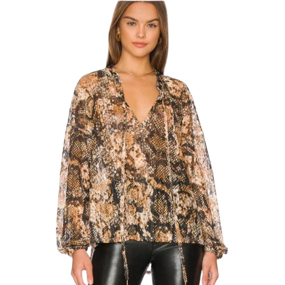 Free People | Out For The Night Snake Print Top Size Large NWT